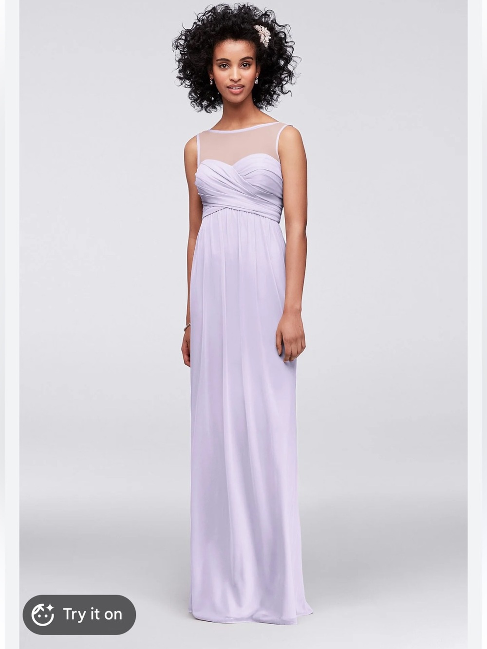 NWT Davids Bridal Long Illusion Sweetheart Maxi Dress in Lilac Size 14 Wedding